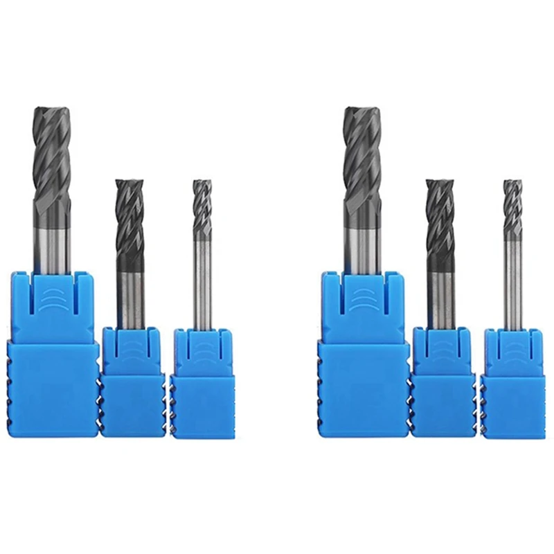 

6Pcs 4 6 8 Mm Carbide End Mill 4 Flutes End Mill Set Milling Cutter Tool Kit