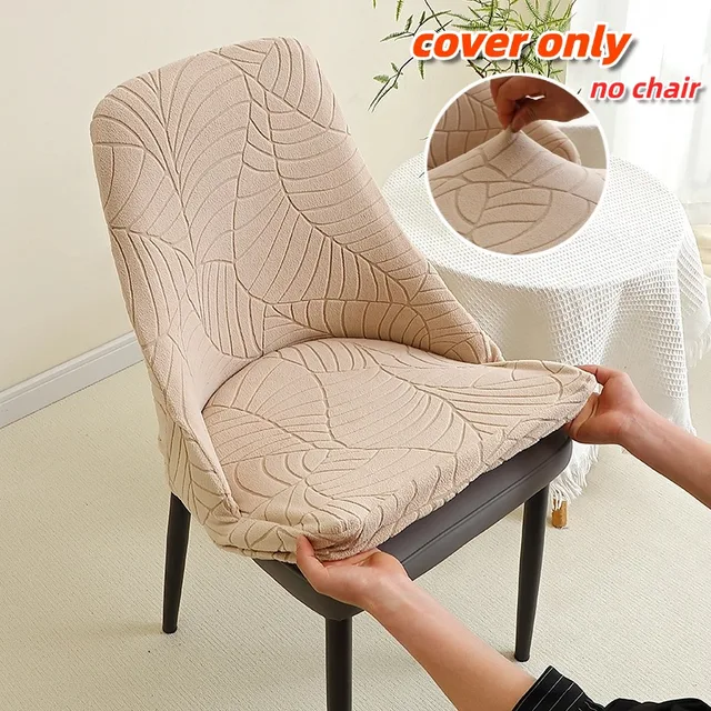 Fodera per poltrona piccola elasticizzata Fodera per sedia da pranzo jacquard a foglia Protezione per sedia curva all-inclusive per la casa delle feste 1/2/4/6 pezzi 1