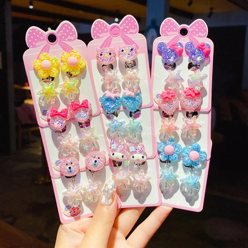 

1 Pair No Hole Resin Cute Holeless Ear Clips For Girls Children Earrings Student Kid Cartoon Ear Pins Women Clip Earring Jewelry