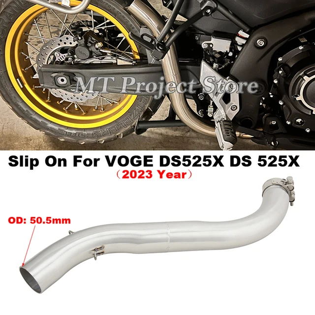 Slip On For VOGE DS525X DS 525X 2023 Motorcycle Exhaust Escape Modify Motorbike Stainless Steel Middle Link Pipe 51mm Muffler