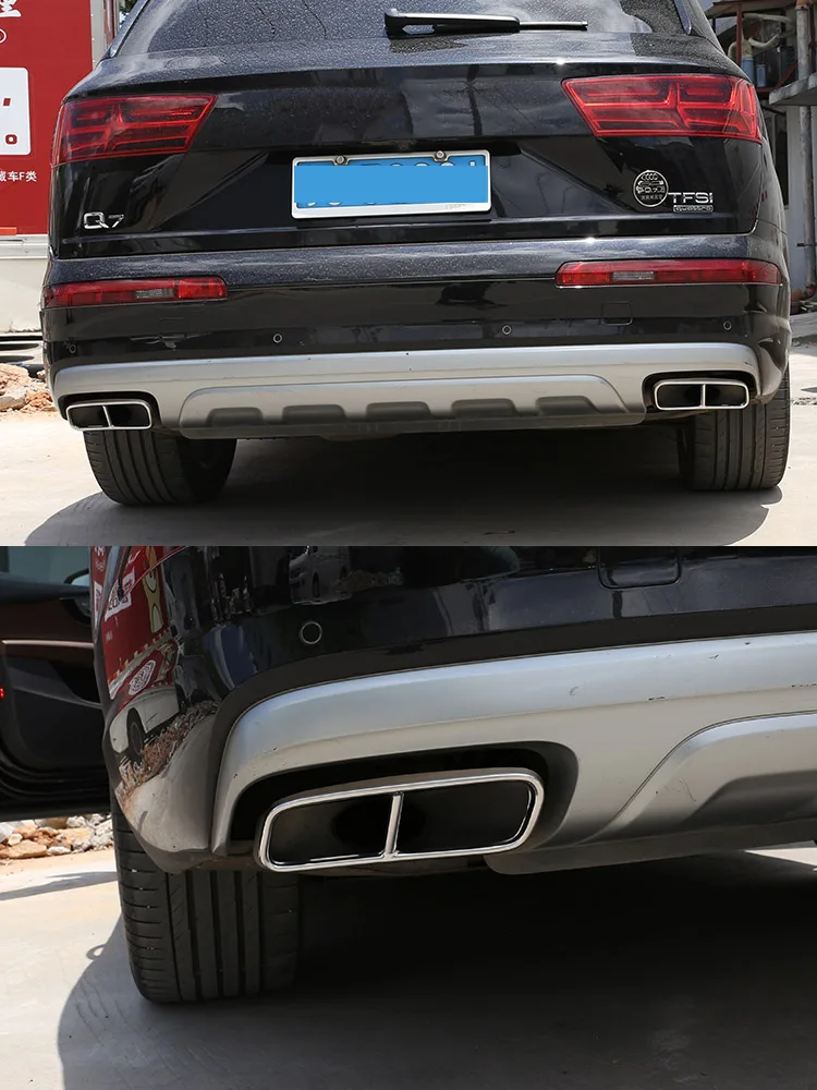 Für 2016-2019 Audi Q7 4M Edelstahl Schwarz Auto Auspuff-Endrohr-Abdeckung Schalldämpfer-Dekoration Auto-Außenzubehör – Detail 5