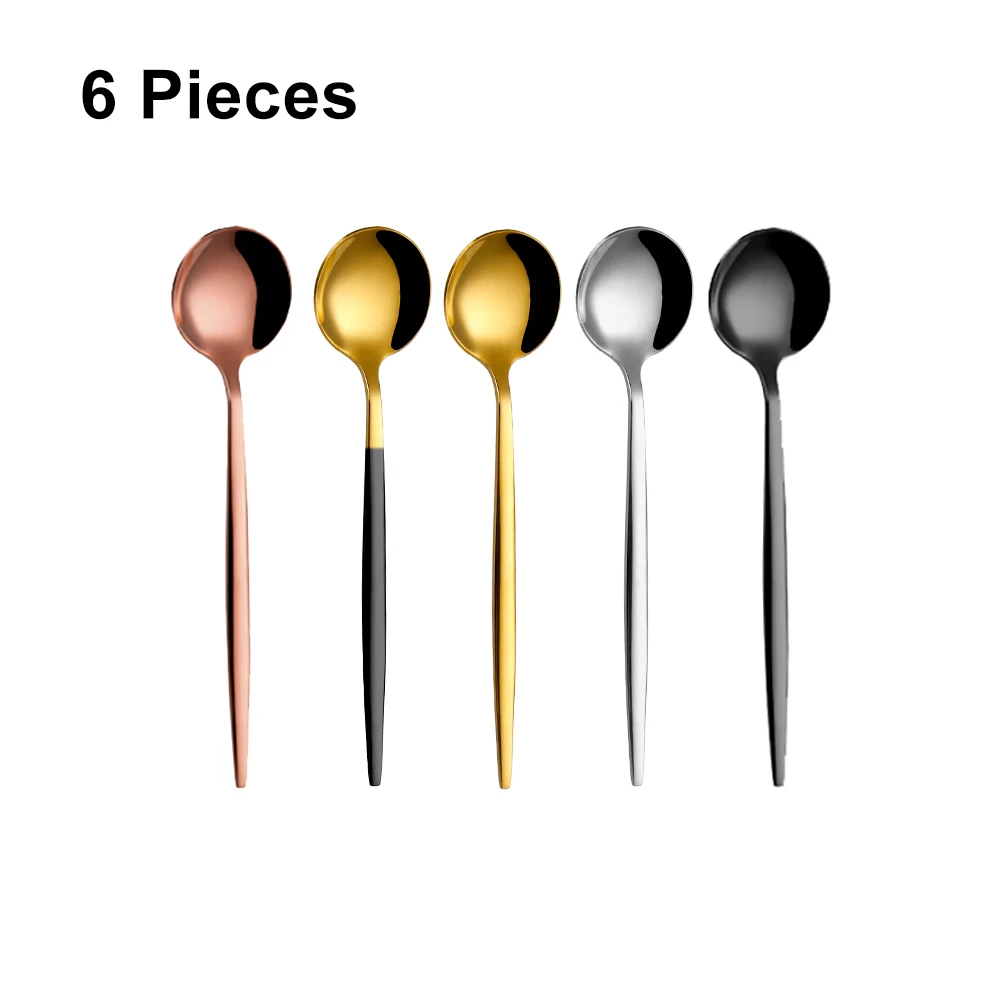 Stainless Steel Ice Cream Cake Dessert Spoon Set Gold Stainless Steel