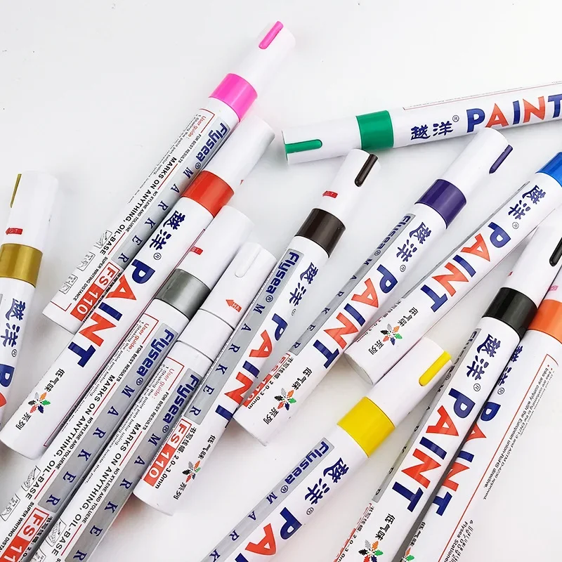 12 Colors White Waterproof Rubber Permanent Paint Marker Pens for Drawing Car Tire Tread Eco-Friendly Tire Painting Highlighter 5