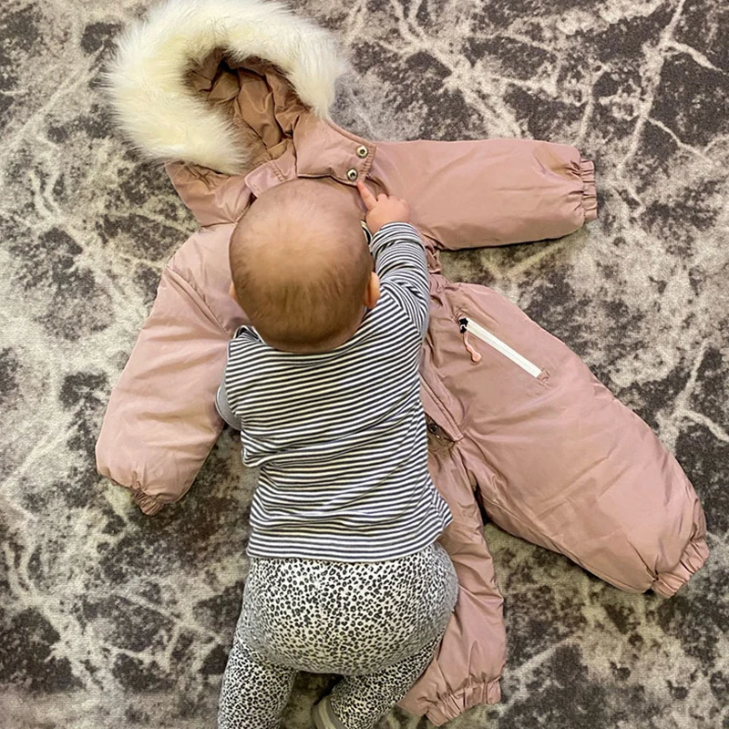 Baby Jumpsuit Autumn and Winter Baby Jumpsuit Warm Baby Ski Suit Plus Velvet Boys Overalls Girl Clothes Waterproof Children Jacket