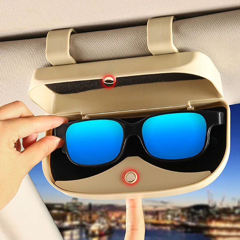 

Car Sunglasses Storage Case Sun Visor Glasses Case Auto Interior Organizer 3 Colors Magnetic Auto EyeGlasses Holder