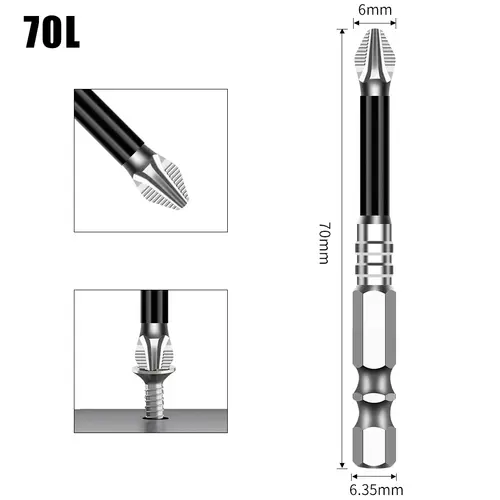 K5 Non-slip High Hardness Bit S2 Strong Magnetic 5A Black Non-slip Cross Head Electric Drill Electric Screwdriver Bit - Image 28