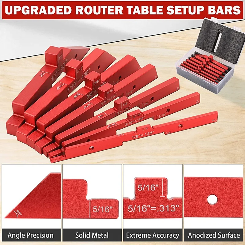 AA51-7Pcs Aluminum Precision Setup Blocks Height Gauge Set For Router Table Saw Accessories And Angle Woodworking Set Up