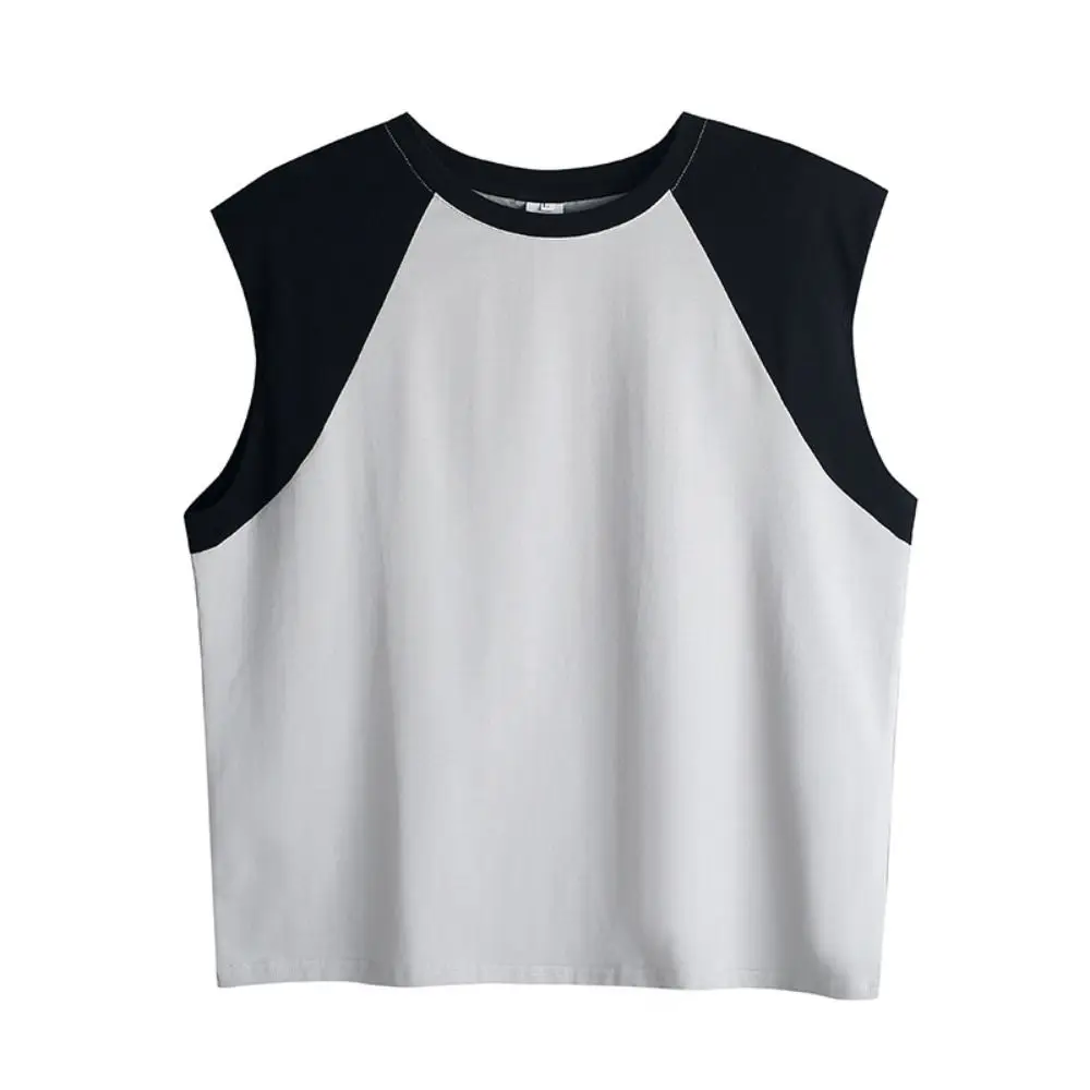 

American Comfort Raglan Sleeveless Top Casual Loose Round Neck T-Shirts Grey/Black Simple Raglan Sleeved T-shirt Women