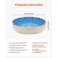 Revêtement de piscine ronde, 244x147 cm, doublure durable en vinyle de style superposition, calibre standard, résistant à l'usure, rétention d'eau, pour piscines hors sol à parois de 137 cm de hauteur 5