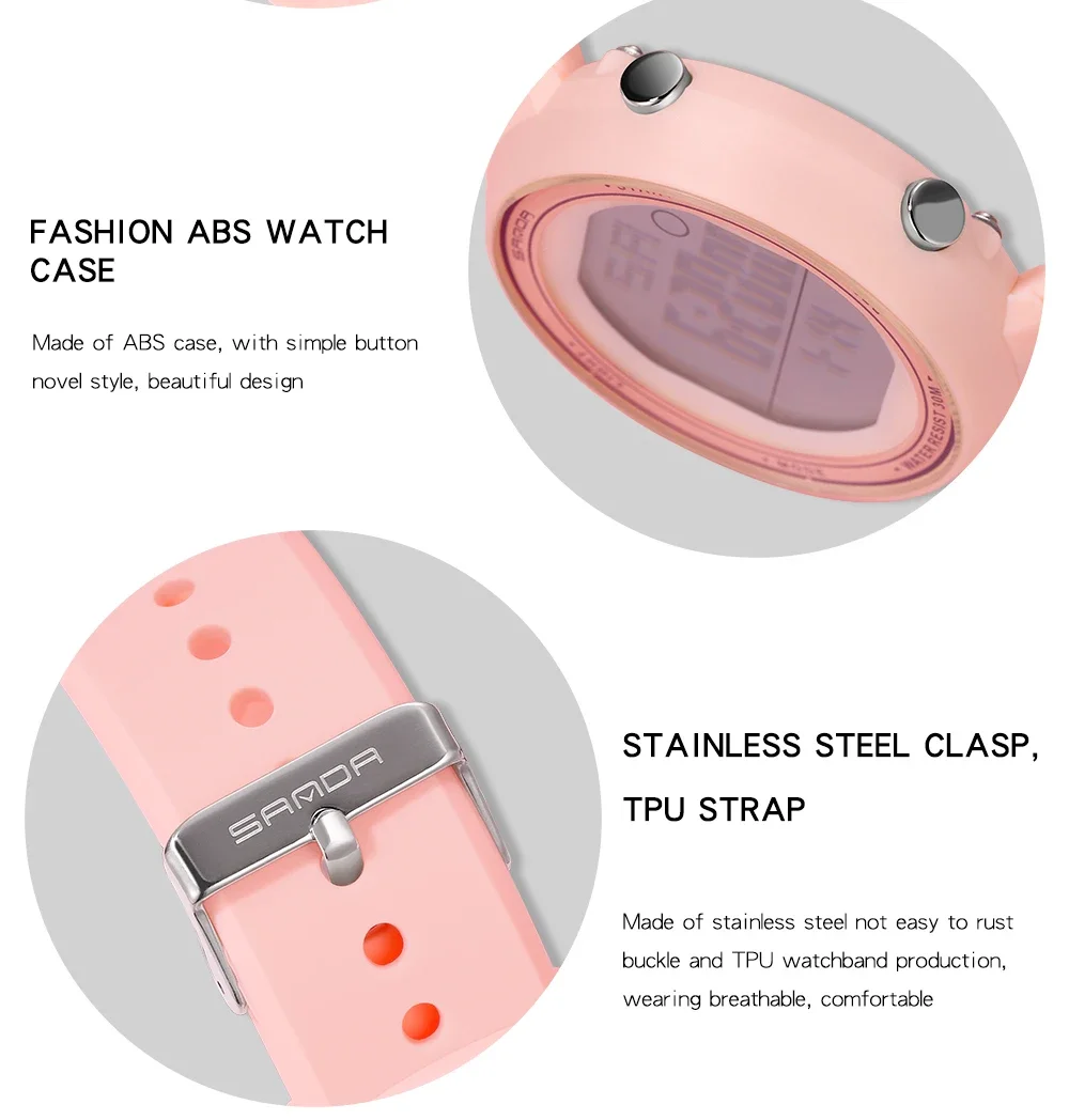 SANDA NEW Fashion Brand Sports Women Watches Fashion Casual Waterproof LED Digital Watch Female Wristwatches Women Clock 9002