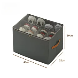 Enhanced Oxford Fabric Storage Box with Clear Lid, Foldable Stackable Organizer for Space - Saving Closet Solutions (Grey)
