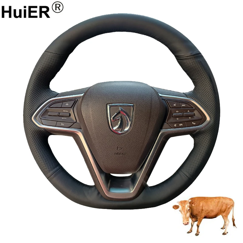 

Cow True Leather Hand Sewing Car Steering Wheel Cover or Baojun 530 2018 2019 2020 2021 Baojun 730 Cowhide Protector Wrap