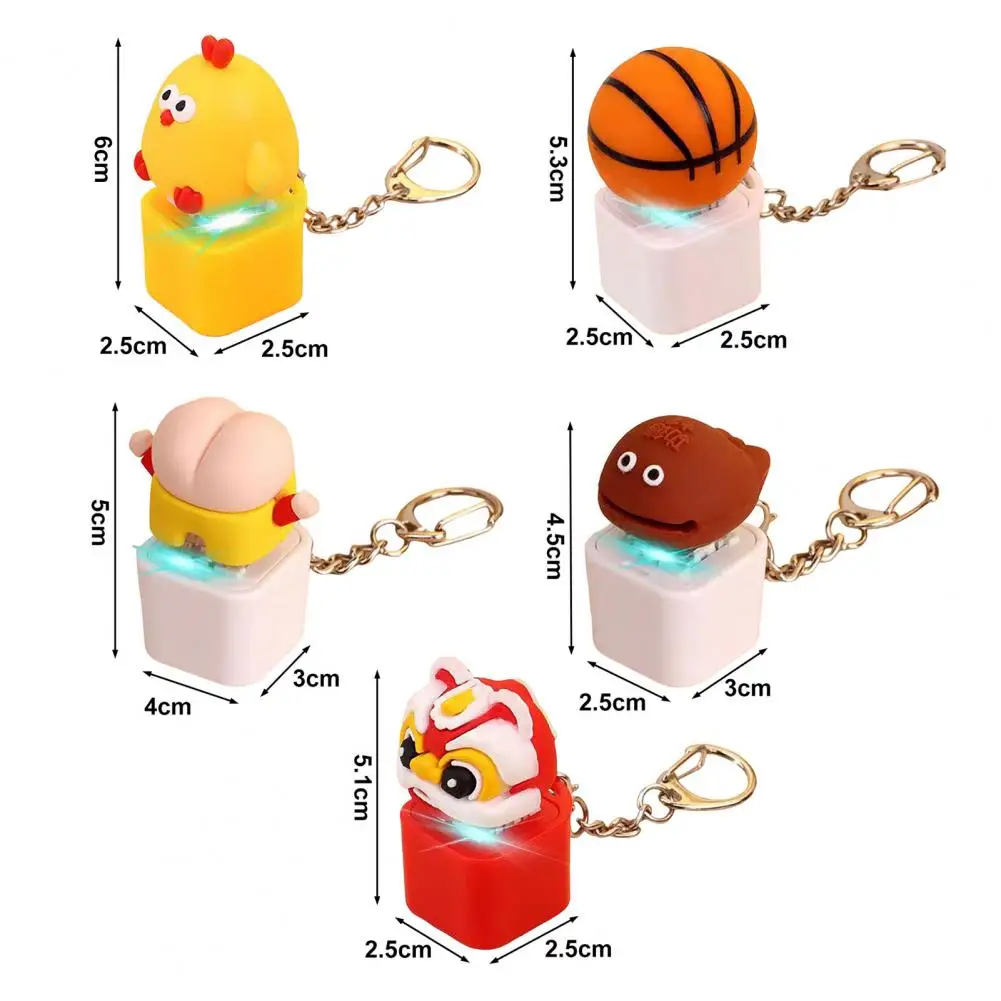 Stress Relief Click Toy Wooden Fish Duck Basketball Lion Keycap Fidget Toy with Sound Light Stress Relief Clicking for Kids