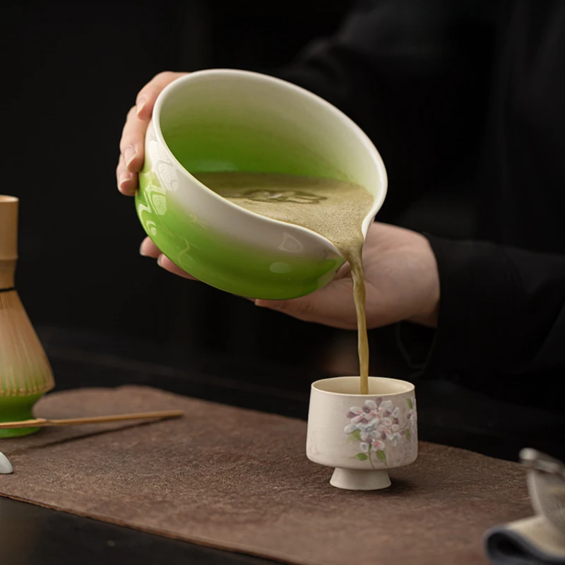 8 Pcs Leaf Tip Gradient Matcha Whisk Set Matcha Bowl, Matcha Bamboo Whisk, Scoop, Sifter Home Kitchen Decor Tea Making Tools