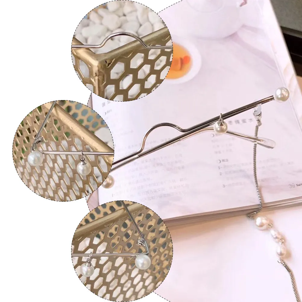 1Pcs 진주 장식 금속 사진 소품 안경 프레임 렌즈 없음 세련된 경량 파티 코스프레 생일 연회 무대 의상