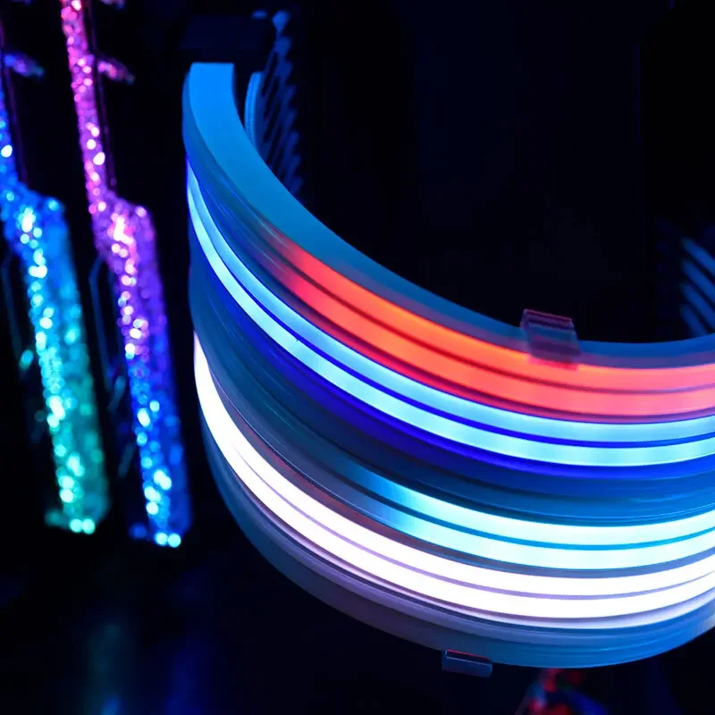 Cabo de Extensão de Energia com Arco-íris Silicone Light Guide Argb Strimer Plus Lian li Motherboard Aura Sync v1 8pin 24pin 5v - Imagem 6