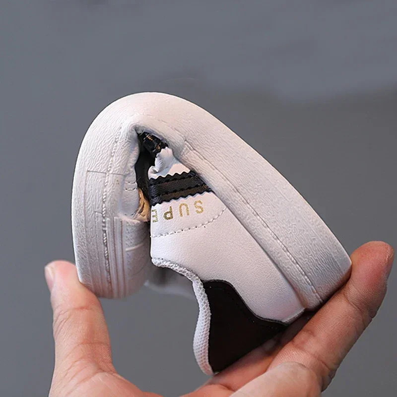 Children's Sneakers Kids Fashion Design White Non-slip Casual Shoes Boys Girls Hook Breathable Sneakers Toddler Outdoor Shoes 4