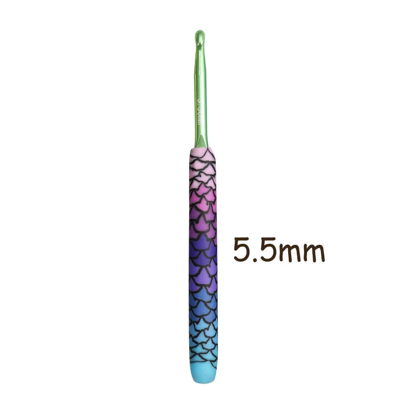 Hot 1 pcs Purple Mermaid Crochet Hook Aluminum Head DIY Handmade Craft Yarn Crochet Needle Crochet Supplies 2.25mm-8.0mm