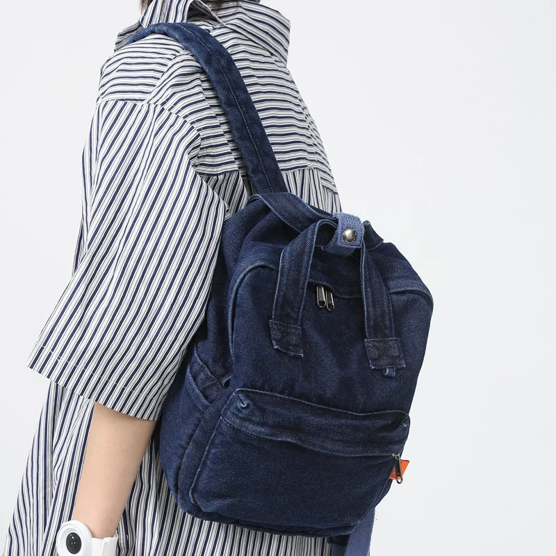 Fashion Denim Women's Backpack Trendy Casual Student School Bags For Girls Small Feminina Travel Backpack Mochila
