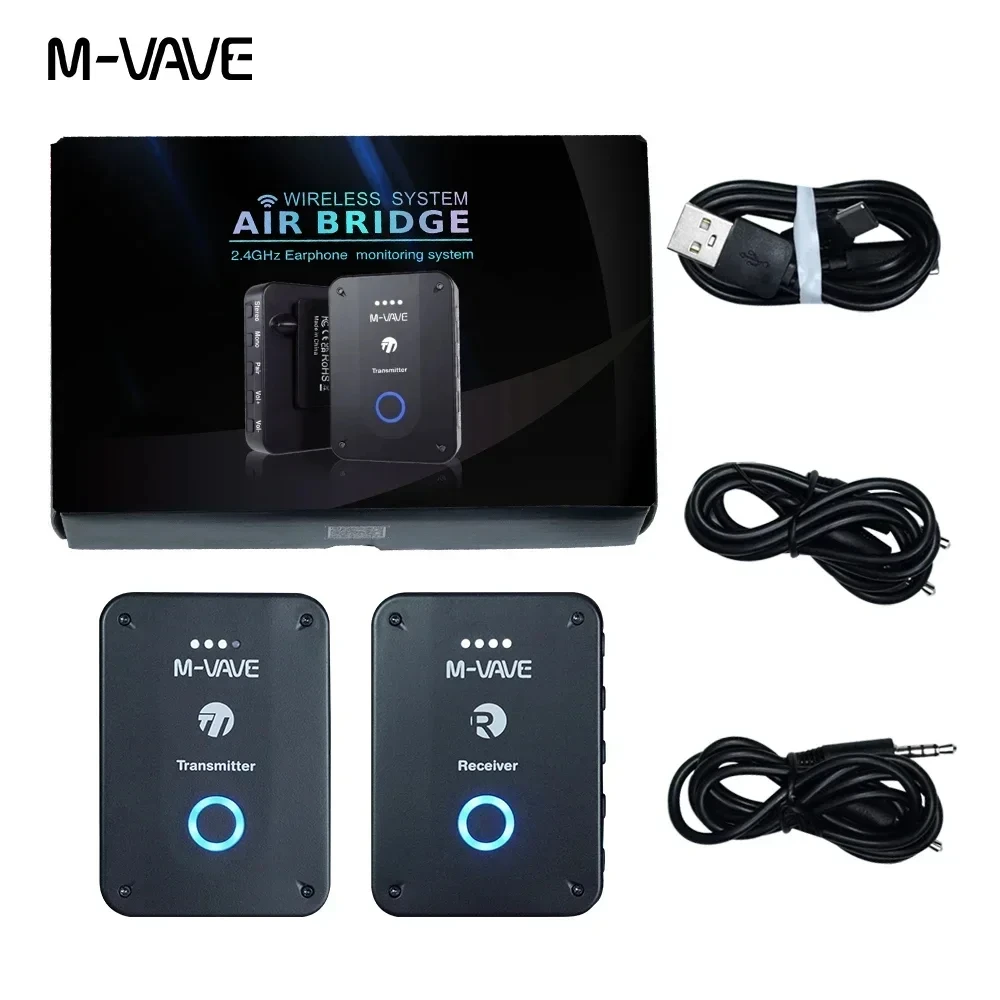 M-VAVE WP-9 Wireless In-Ear Monitor System 2.4G Rechargeable Transmitter Receiver 24bit/48KHz for Guitar Bass Stage Performance