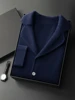 2024 Men's 100% Cashmere Sweater Suit Collar Smart Casual Cardigan Autumn Winter Thick Soft Cashmere Knitwear Sweater Coat 1