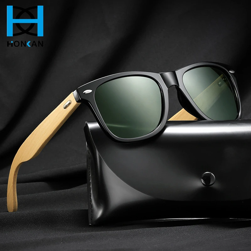 WOODONLY Aviator Polarized Sunglasses - Handmade Wooden Frames With Bamboo Case