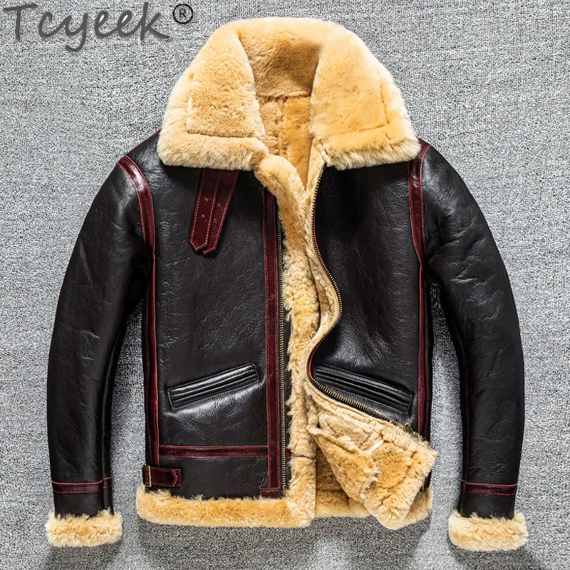 

Tcyeek Winter Genuine Leather Coat Men Warm Natural Fur Coats Thicken Real Sheepskin Fur Jacket Men Clothing Chaquetas Hombre
