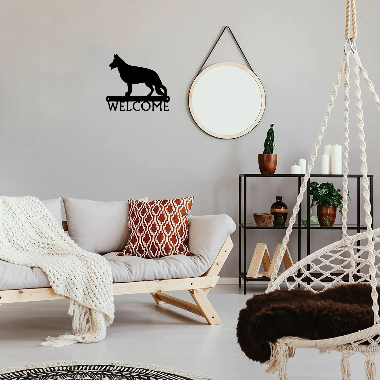

German Shepherd #1 Dog Welcome Sign - 12 Inch Wide Metal Wall Art Home Decor