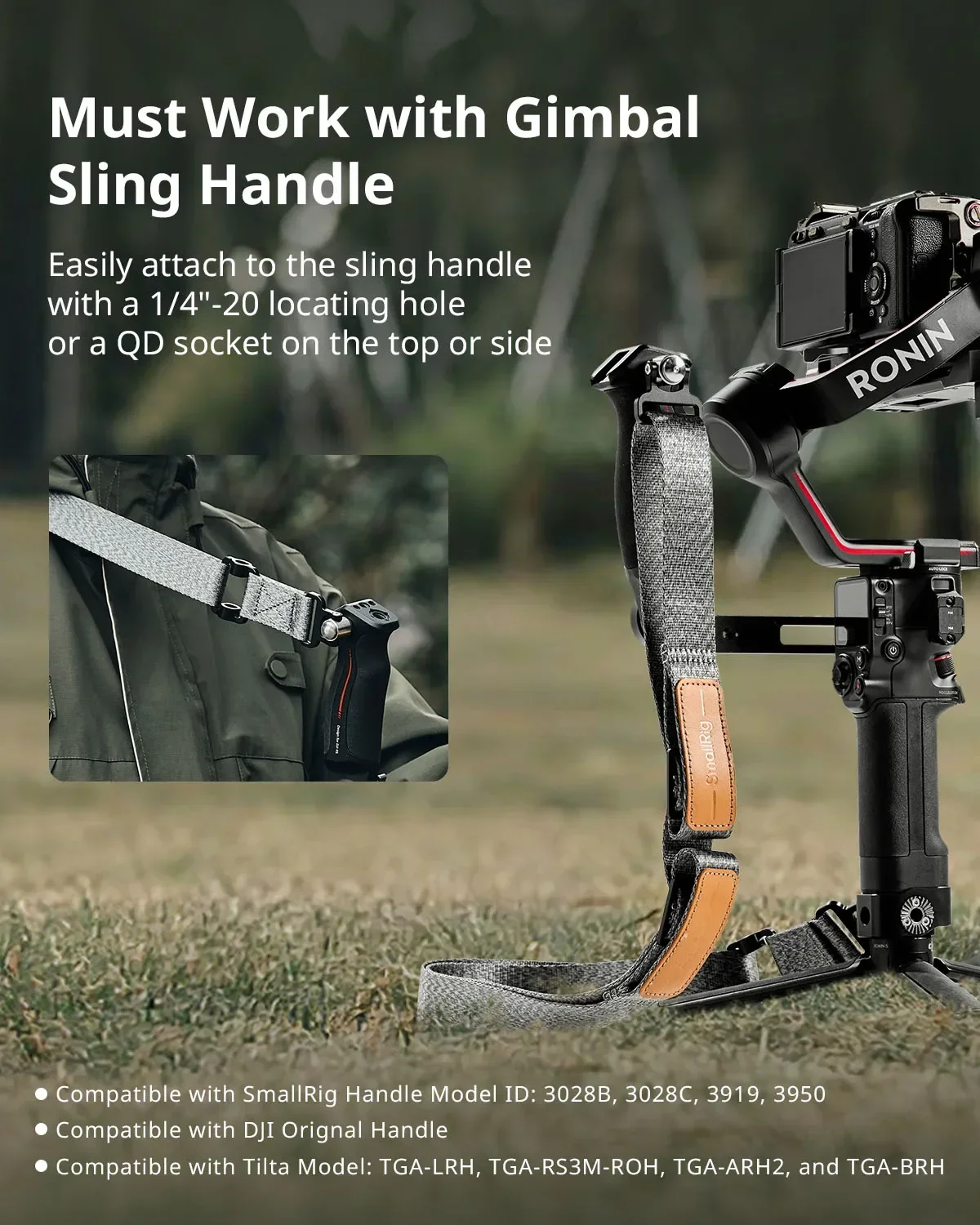 SmallRig RS3 RS2 무게 감소 숄더 스트랩 DJI RS4/RS3 Pro/RS4Pro 4118용 DJI 짐벌 벨트용 슬링 핸들과 호환 가능