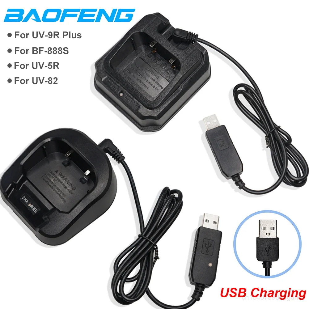 워키토키용 USB 충전기 어댑터, Baofeng UV-5R UV-82 BF-888S UV-9R 플러스, 휴대용 양방향 라디오 배터리 충전기 액세서리 