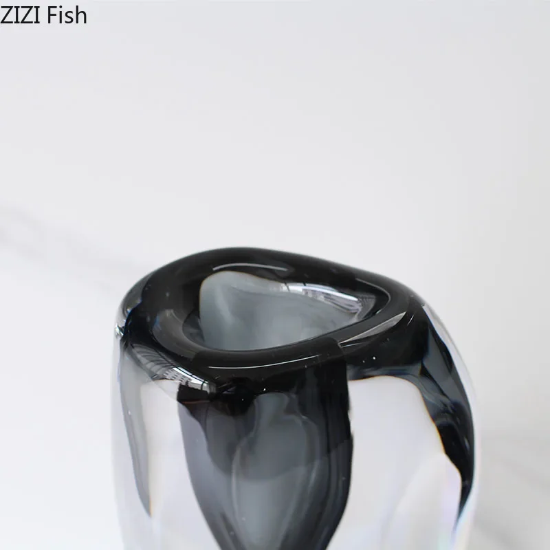 Ink Painting Transparent Glass Vase Hydroponics Floral Vases Desk Decoration Artificial Flowers Decorative Flower Arrangement 5