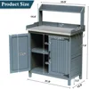 Outdoor Potting Bench Table, Wooden Gardening Table with Metal Tabletop and Storage Cabinet, Planting Table Garden Work Bench 6