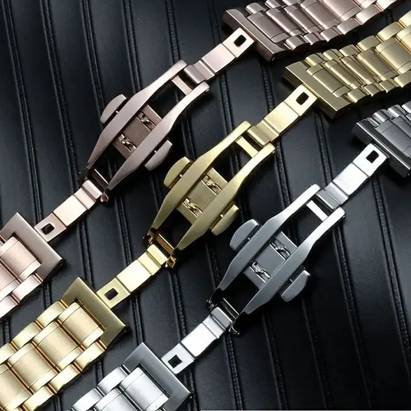Elegant Curved End Stainless Steel Watchband Bracelet Strap