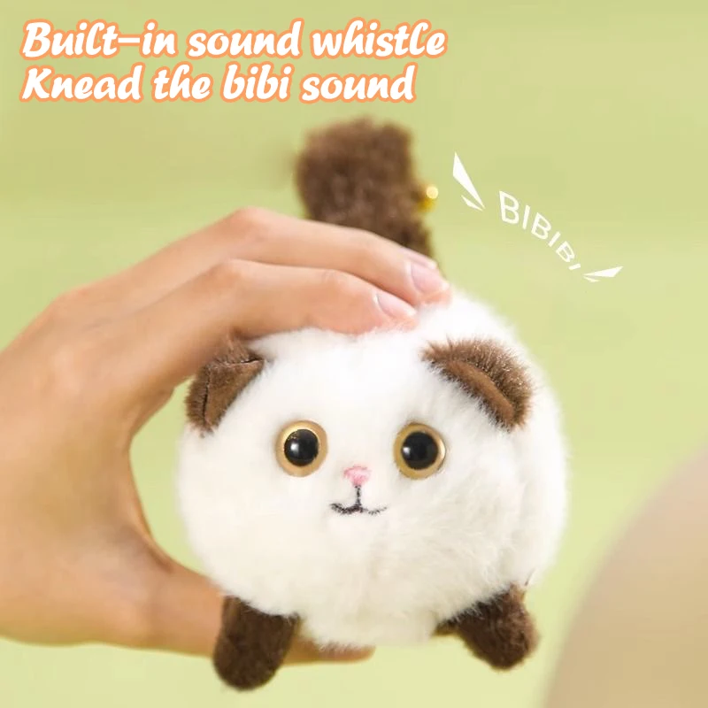 Cartoon drehen Schwanz Plüsch tier niedlichen Katze Kaninchen Plüsch tier Shakes Schwanz Pull Cord kann sich bewegen und Sound Plüsch Puppe Pull Cord Schlüssel bund – Detail 1