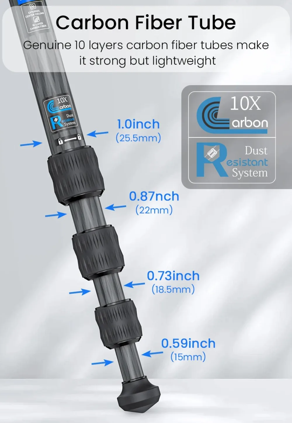 CX5 Carbon Fiber Lightweight Travel Tripod Professional DSLR Camera Tripod For F