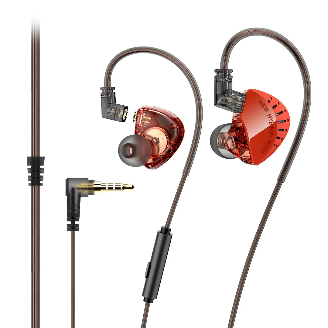 

LD2 HiFi Earphone Detachable L-Shape Plug Noise Cancelling Headset Wired Headphones With Microphone Music Monitor Earbuds