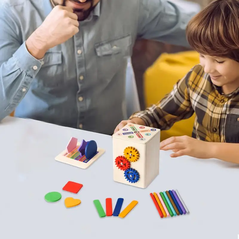 Wooden Shape Sorter Toy Sensory Matching Games Wooden Shape Color Sorter Motor Skills Toys For 1-3 Year Old Boy Children