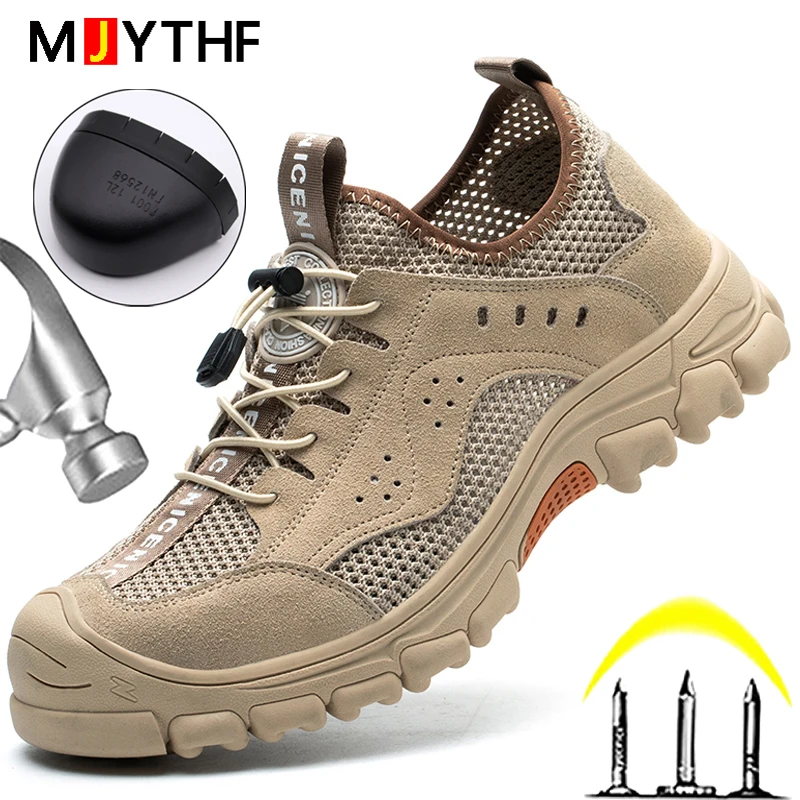 Summer Breathable Industrial Shoes Work Sneakers Steel Toe Safety Shoes Men Non slip