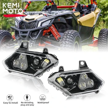 KEMIMOTO UTV LED 헤드라이트 어셈블리 헤드 램프, Can-Am Maverick X3 Max R RR XDS XRS Turbo DPS 4x4 2017-2024 용 하이 로우 빔