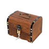 Wooden Retro Treasure Chest Piggy Bank Decorative Box With Lock, Coin, Banknote Storage Box Safe Money Box Gift 1