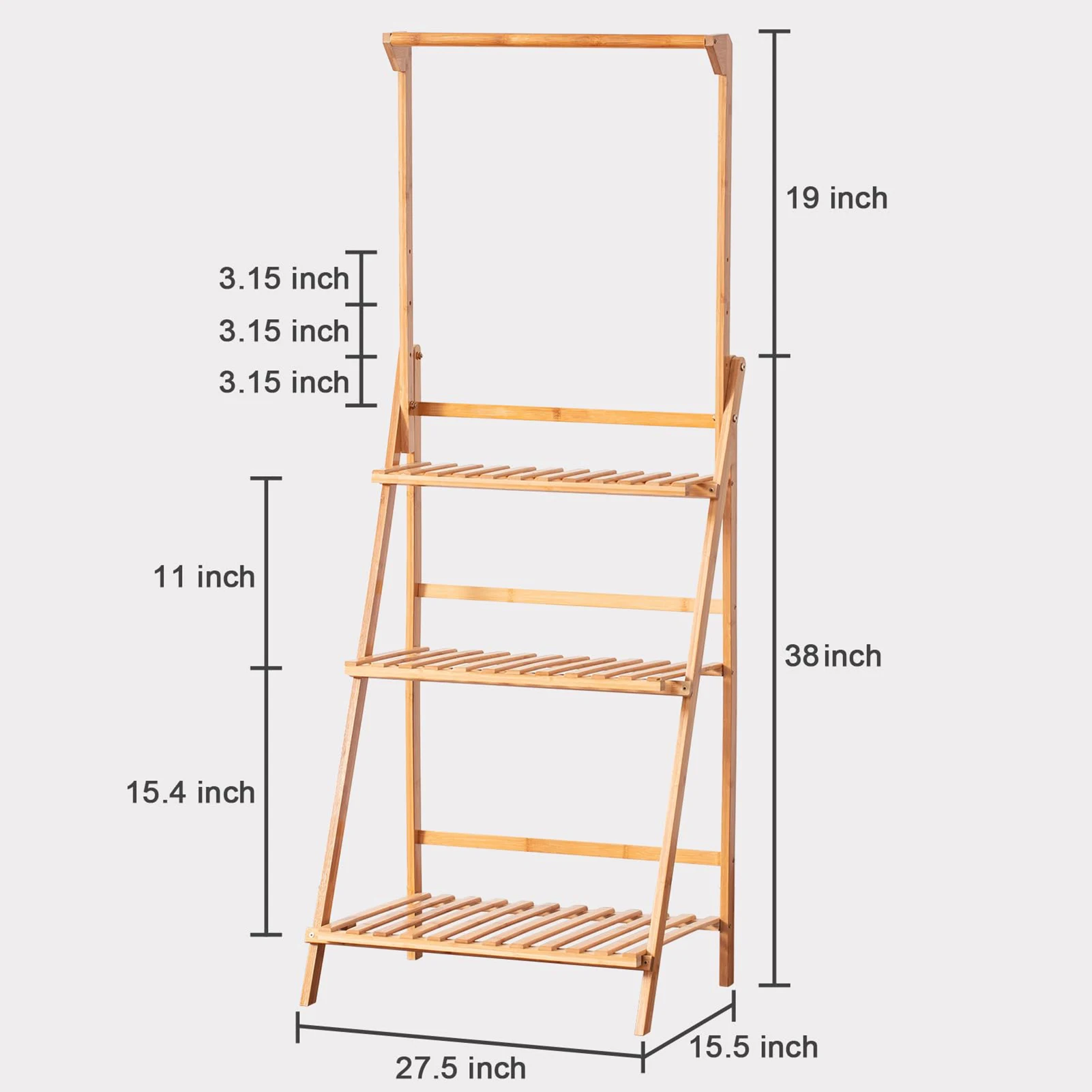Bamboo 3 tier plant stand rack multiple flower pot holder shelf indoor outdoor planter display shelving unit patio greenhouse