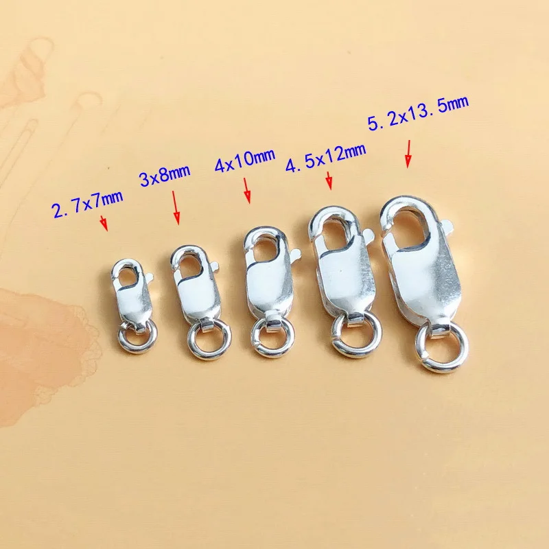 925 Sterling Silver Lobster Clasp Open Ring Attached Bulk Wholesale Supplies for Bracelets Necklace Making Handmade Jewelry