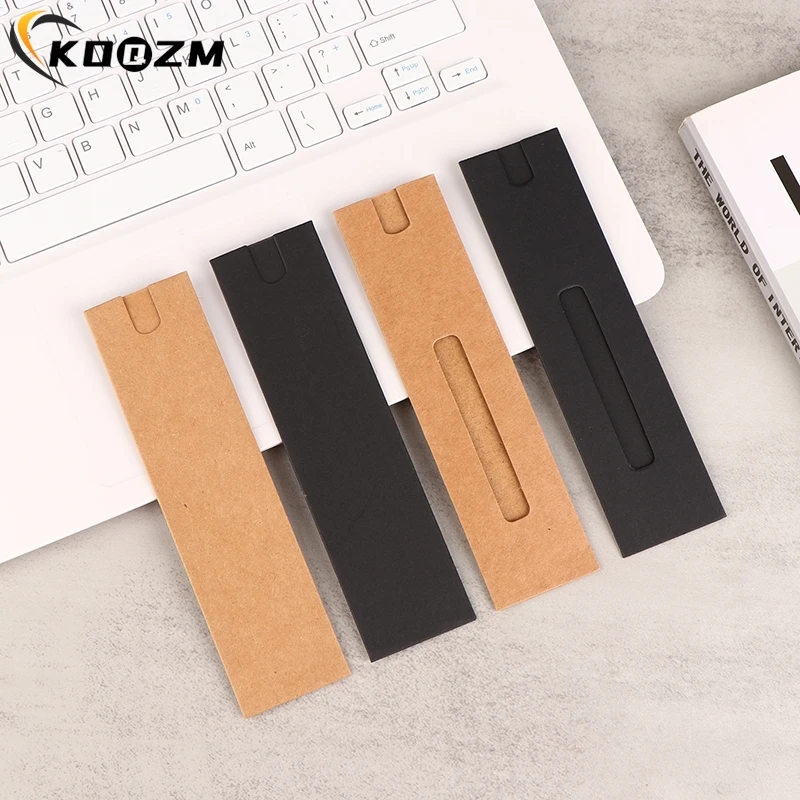 Stationery Box Pen Storage Bag 10Pcs kraft paper Pen Box Sleeve Packaging Single Fountain Holder Pouch Ballpoint Cardboard Empty Case Kraft Paper Pen Sleeves