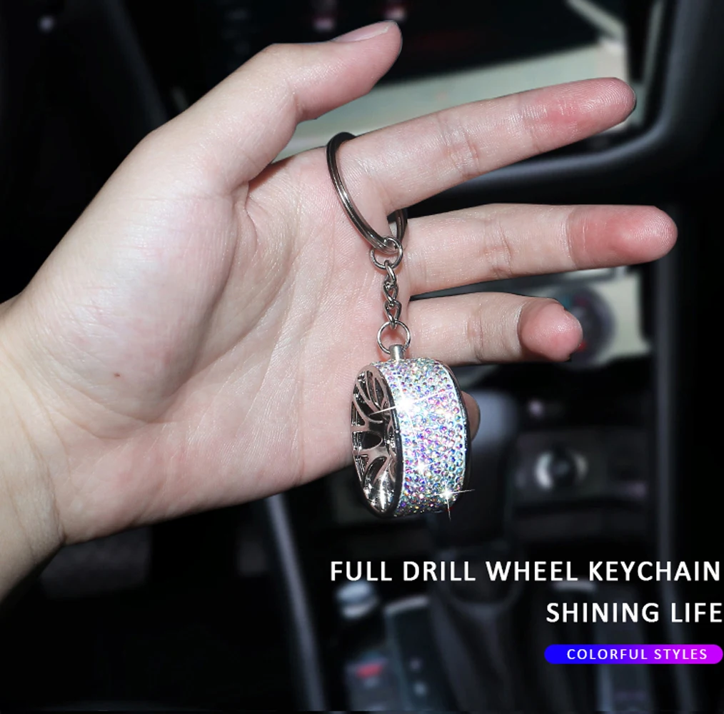 

New Bling Car Keychain Charm Pendant Keyring Bag Purse Buckle Car Keys Holder Car Ornament Diamond Car Accessories for Woman