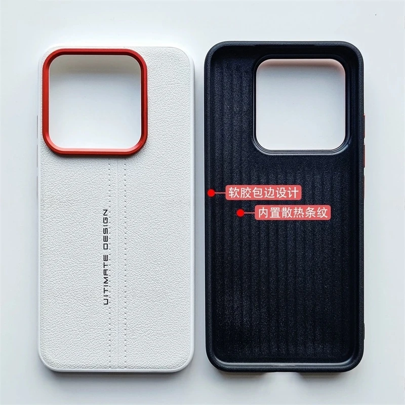 Elegant Leather & Silicone Shockproof Bumper Case - Stylish & Durable Hard Back Cover
