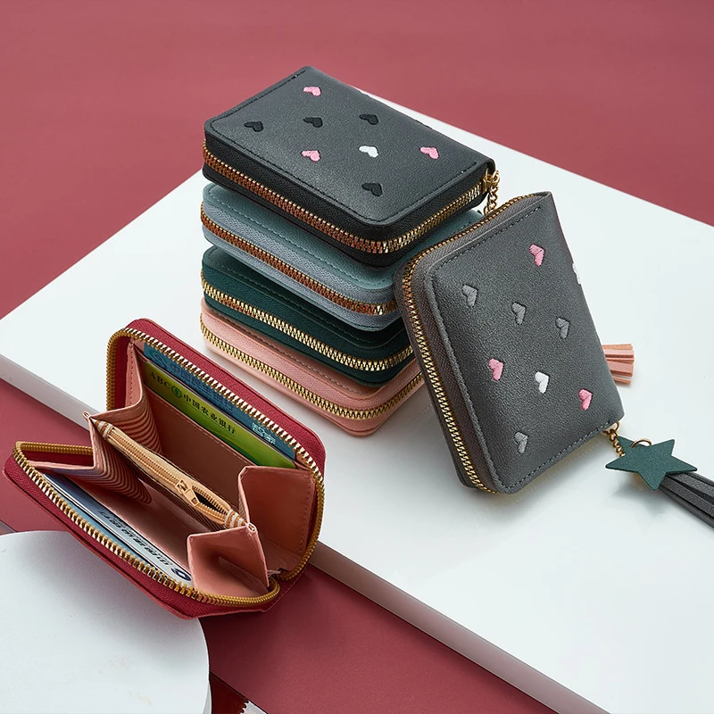 Women Wallet Ladies Mini Small Short Tassel Wallet Cute Girl Zipper PU Leather Coin Purse Female Hand Wallet Purse