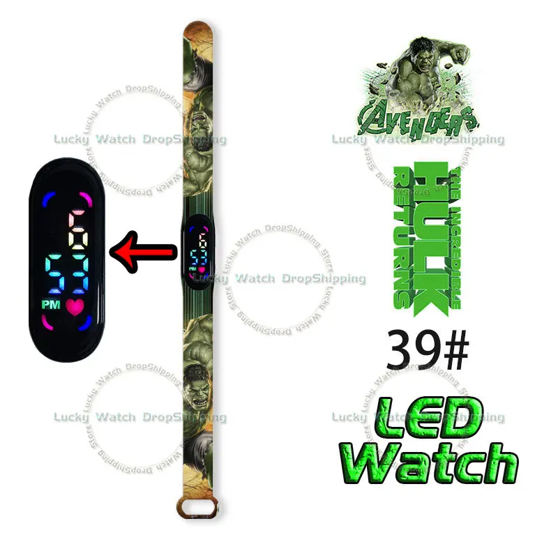 Disney Hulk Watch for Kids' Gifts Marvel Anime Figures Printing Silicone for Boys Girls Men Women's Watch Children Toys