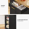53 Inch Large Rolling Kitchen Island with Trash Can Storage Cabinet,Movable w Wheels Cabinet for 13 Gallon Garbage Bin 2 Drawer 5