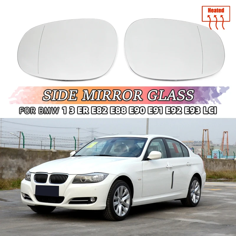 

Left&Right Side Heated Wing Mirror Glass Wide Angle Rearview Mirror Glass for BMW 1 Series 3 Series E82 E88 E90 E91 E92 E93 LCI