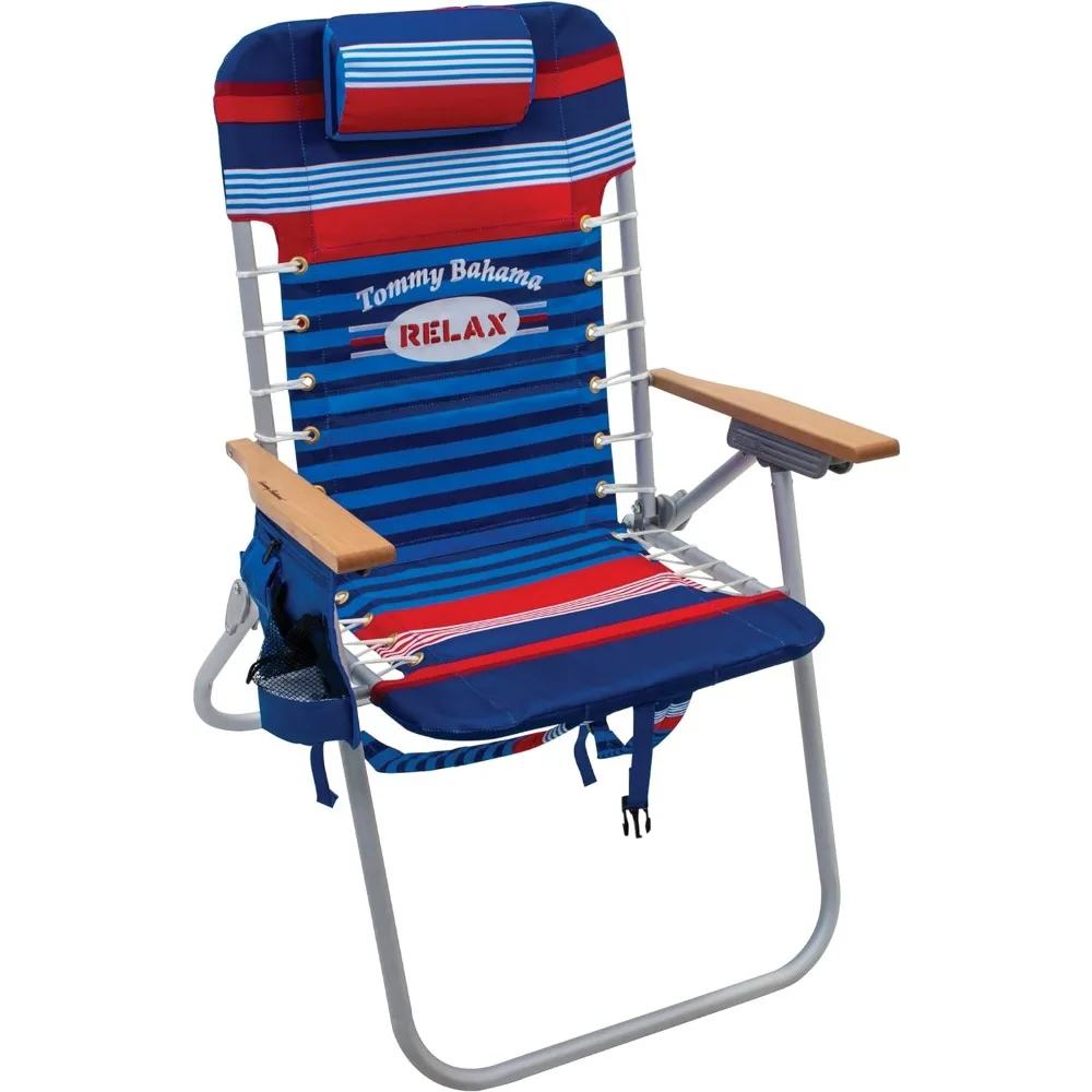 

Hi-Boy 17" Seat Height 4-Position Lace-Up Suspension Folding Beach Backpack Chair, 2-Pack, Stripe